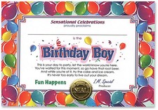 Birthday Boy Certificate of Size 5" x 7" - Beistle