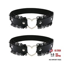 Lace Heart Thigh Garter Belt, Adjustable Leg Garters for Women, Black Black-1