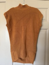 Anthropologie Mini Sweater Dress Burnt Orange Size XS Knit Sleeveless Mock Neck