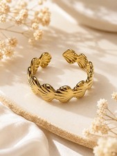 18k Gold Plated Shell  Adjustable Open Band R...