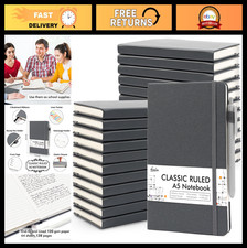 24 Pack Hardcover Lined Journals with Pen Holders  24 Black Pens, A5, Gray