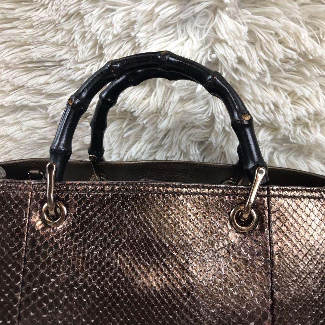 GUCCI Bamboo Python Handbag - image 5