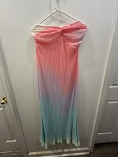 Shein medium Ombrea Pleated Maxi dress Twisted Pink Blue
