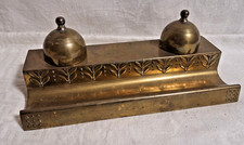 Schreibtisch Set Tintenfass Messing Stiftablage Jugendstil Art Deko