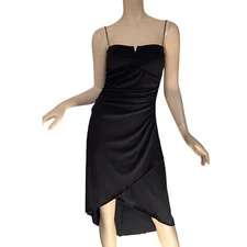 City Triangles Cocktail Dress Black Square Neck Vintage 1990s Size Large