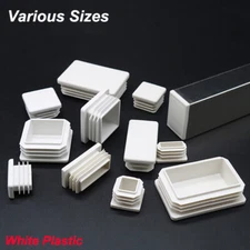 Plastic End Caps White Rectangle Plug Tube Inserts Blanking Bung Box Section DIY