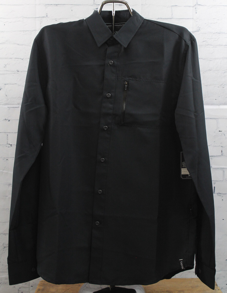 Новая мужская рубашка Tavik из ткани Ринкон с длинным рукавом и карманами на пуговицах среднего черного цвета