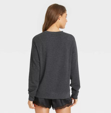 New S Cotton Blend Minimalist Zenana Outfitters Sweatshirt Basic Relax Dark Grey
