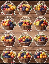 Fruit Basket Die Cut Vinyl Stickers Set Scrapbooking Laptop WaterBottle