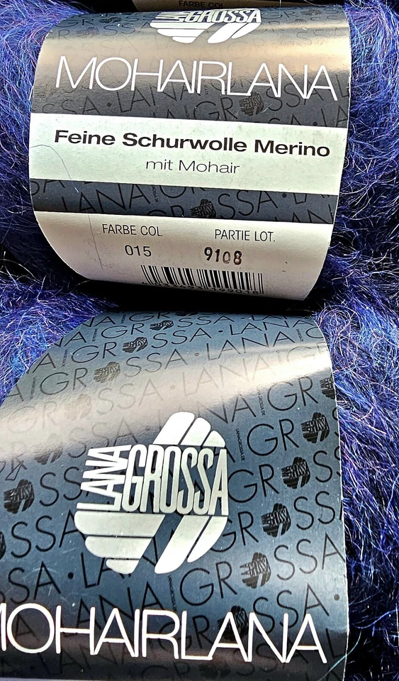  ca. insg. 250g LanaGrossa Mohairlana Sh023/015 Blau mel. Blaulila  Mohair - Bild 3 von 3