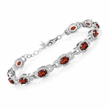 9.65 Ct Garnet Birthstone 925 Sterling Silver Bracelet with 1" Extender