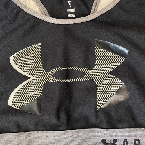 Under Armour Womens Sports Bra Sz L 38" Chest Black Grey Gym Top Racerback - Picture 4 of 6