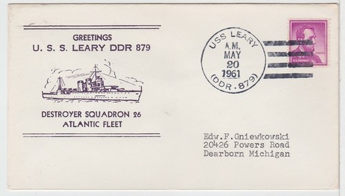 TurtlesTradingPost - US Navy - USS Leary DDR - 879 - 1961 Annulation à la main