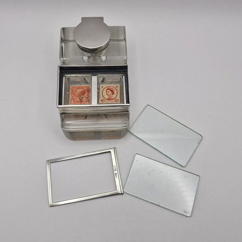 Antique Edwardian Solid Silver Mounted Glass Inkwell, Stamp Box & Pen Rest - Picture 24 of 24