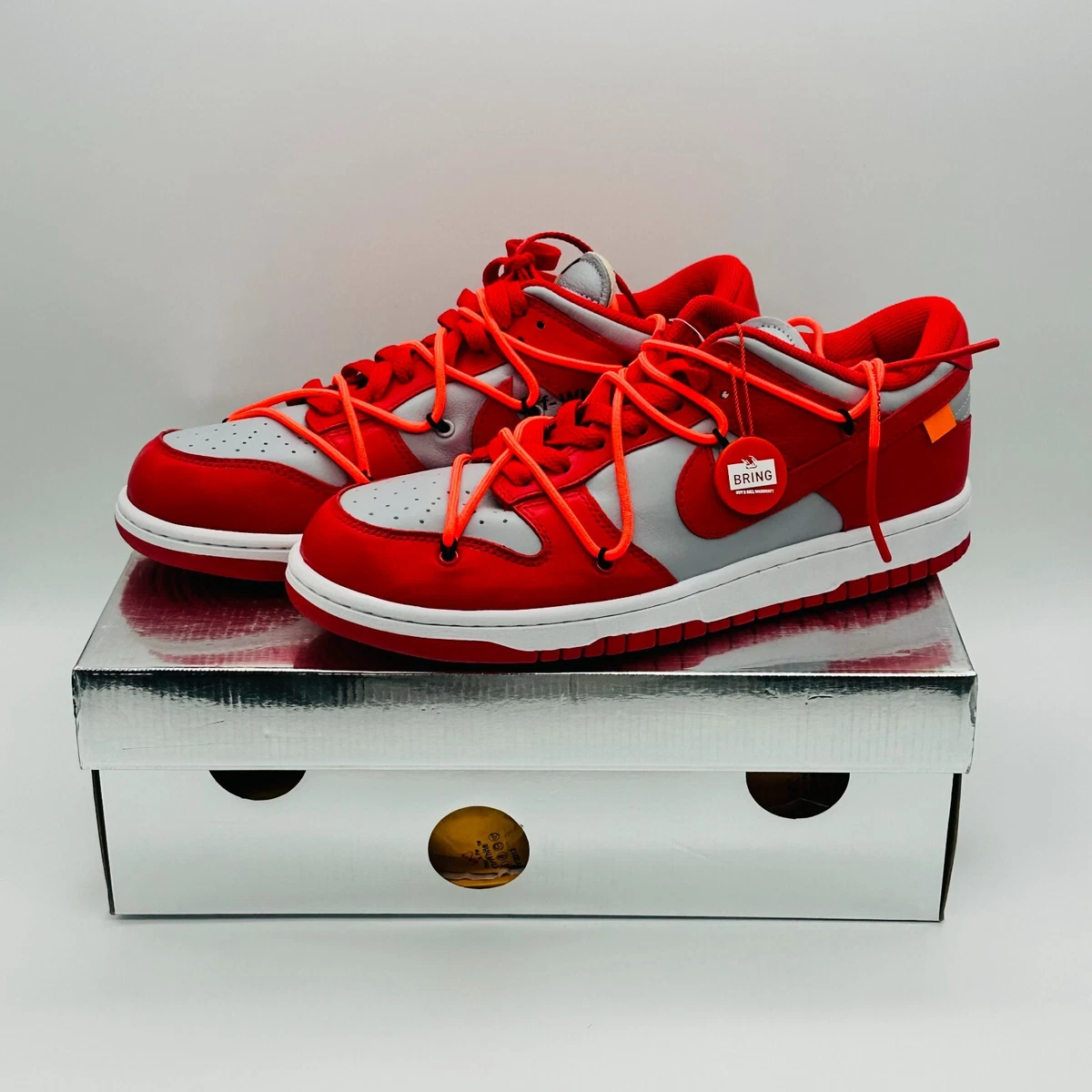 Size 9.5 CT0856 600 Nike Dunk Low x OFF WHITE University Red UNLV