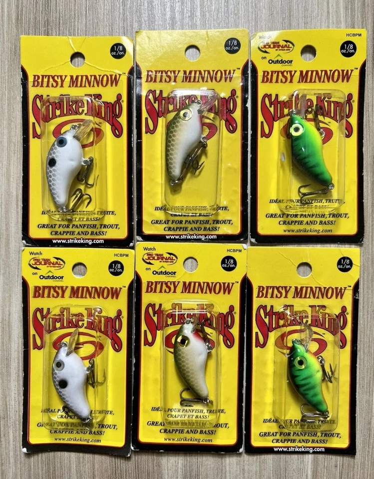 Strike King (lote de 6) Bitsy Minnow Squarebill Crankbaits, ¡pesca de lubina! ¡NUEVO CON ETIQUETAS! Foto 2 de 4