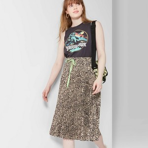 leopard midi skirt elastic waist