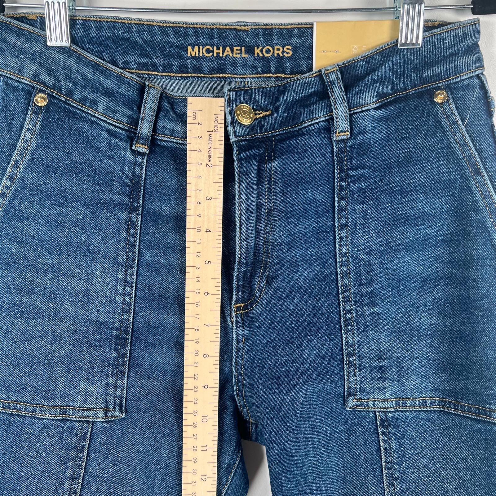 NWT MICHAEL KORS SELMA CROPPED FLARE HIGH-RISE Jeans LAKEBLUEWSH QS4905NE9Z Sz 6 thumbnail 5