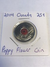 CANADA 2004 P Colorized Poppy Flower Twenty-five Cents Specimen