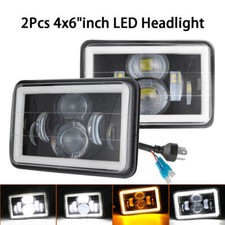 Pair 4x6" LED Projector Headlights Hi-Lo Beam For Isuzu NQR NPR NPR-HD 2008-2013