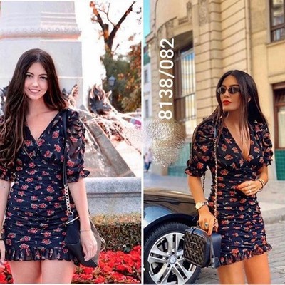 dress with ruffle neckline zara