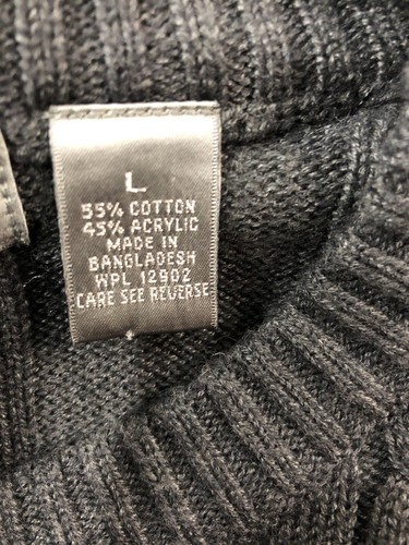 Oscar de La Renta Gray Crew Neck Sweater Cotton Blend Men's Size L - Picture 5 of 5