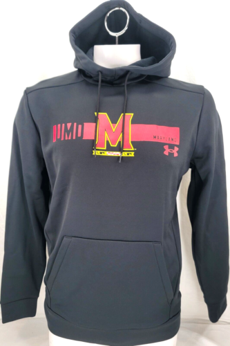 NEW Maryland Terrapins Terps Under Armour Black Hoodie Hooded Sweatshirt Men's M