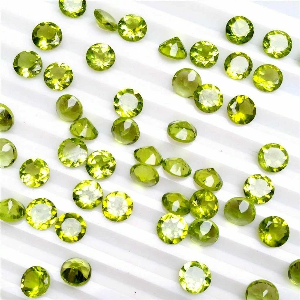 Großhandel Menge 6 mm Runde Facettenschliff Natürliche Peridot Lose Kalibrier... - Bild 2 von 4