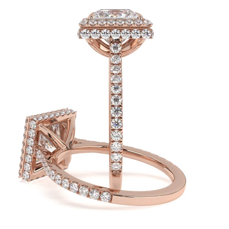 Affordable CVD Lab Created Princess Diamond Engagement Ring Rose Gold 3 ...