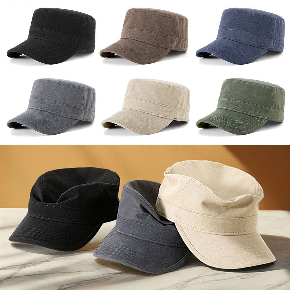 Adjustable Flat Top Hat Cotton Men Baseball Cap Peaked Hat Four Seasons