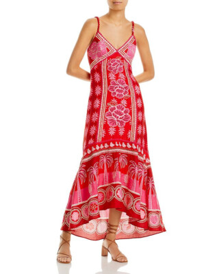 farm rio summer sunrise maxi dress NWT Farm Rio Summer Sunrise Mixed Palm Maxi Dress Size XL