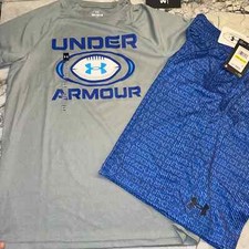 Under Armour Youth Medium 10/12 Boys Outfit Set Summer Short Football Blue