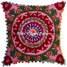 Suzani Cushion Cover Bohemian Sofa Cover Ethnic Indian Decorative Home Decor