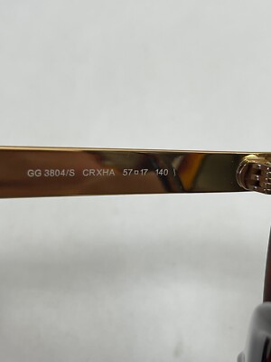 GUCCI GG3804S DAMASCATO Filigree Havana Gold Cat Eye Sunglasses