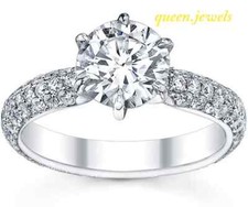 2.30CT Lab-Created Round Cut Diamond Engagement Wedding 14K White Gold Over Ring