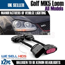 Golf MK5 Plugs Retrofit Halogen to Bi Xenon Headlight Adapter Loom Wiring