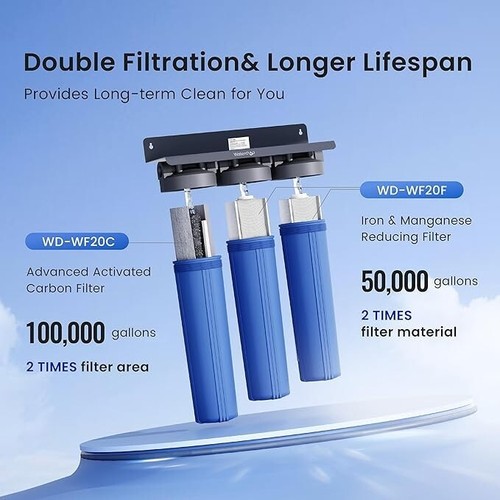 Waterdrop Whole House Water Filter,Carbon Filter, Reduce Iron & Manganese Filter - Picture 5 of 7