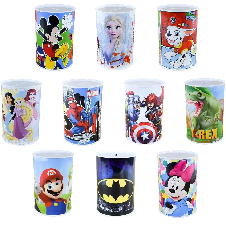 STOR Metall Spardose für Jungs & Mädchen Ø 10x15 cm Helden- und Zeichentrickmotive