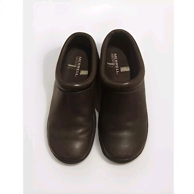 Merrell Encore Nova Womens 6.5 Smooth Brown Leather Mule Moc Ortholite QForm 