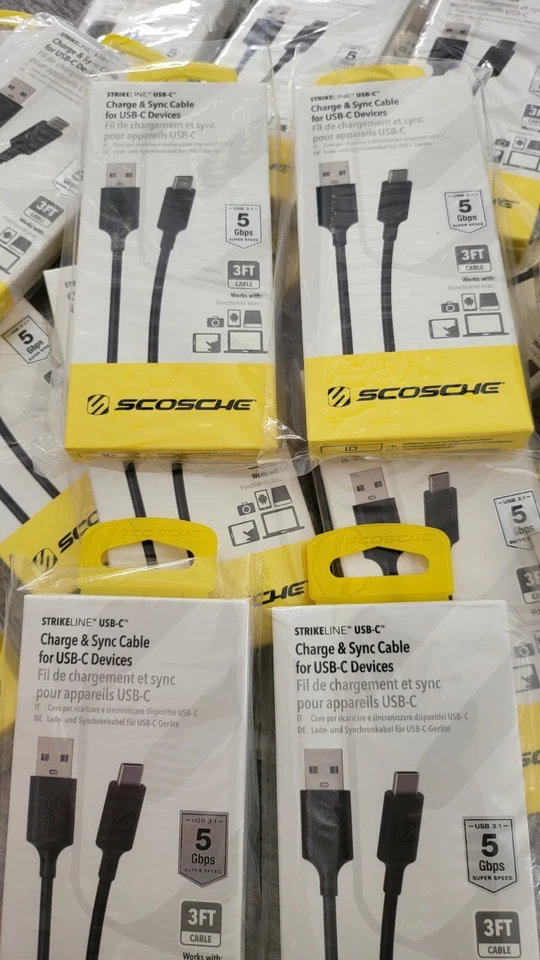 192件装批量SCOSCHE STRIKELINE充电和同步-A转C电缆-黑色 — 第 2/4 张图片