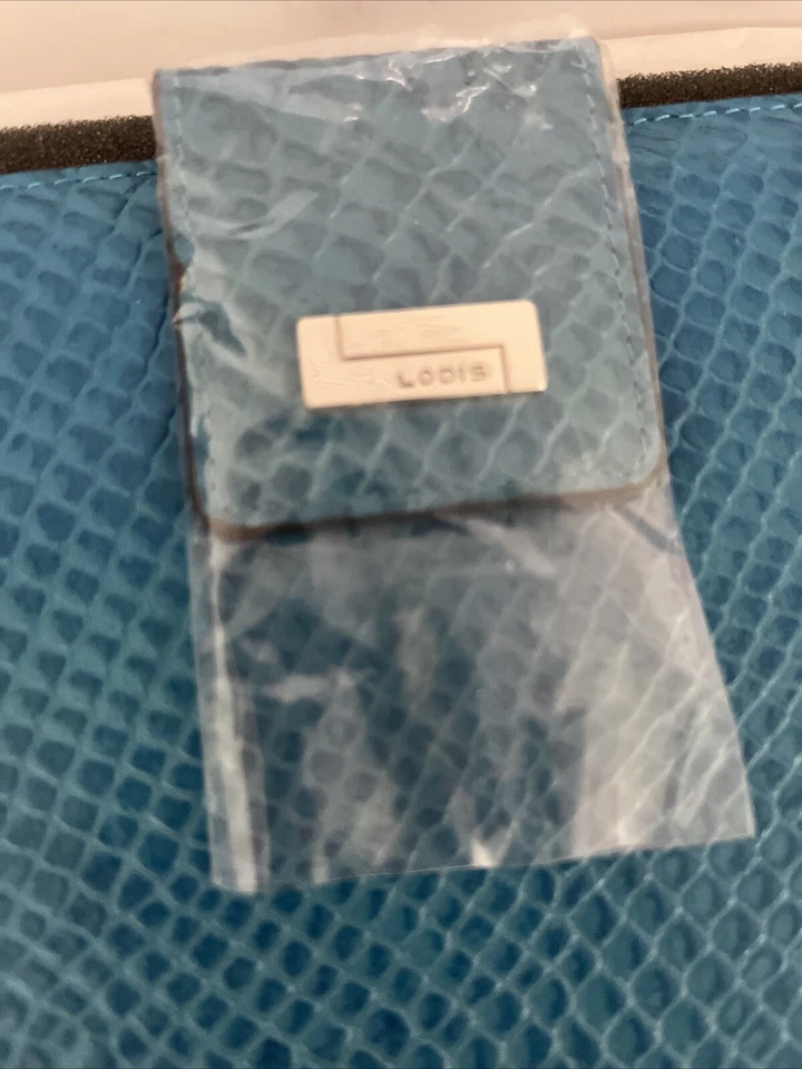 LODIS LGN437 Blue Reptile Leather Easel Lagoon iPad  Carrying Case - Image 4 of 4