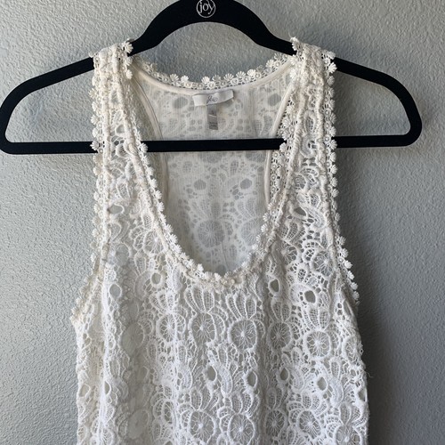 Joie shift crochet dress sz S ivory cream racerback lined above knee career boho - Picture 3 of 9