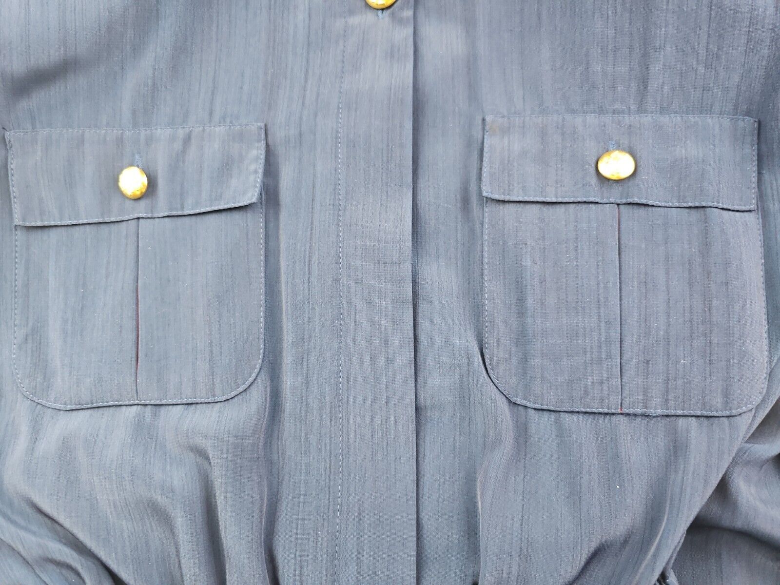 Vintage Leslie Fay Belted Shirt Midi Blue Dress S… - image 9