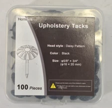 Homdire Upholstery Tacks 100 Piece Kit Decorative Nails 5/8" x 3/4" Black