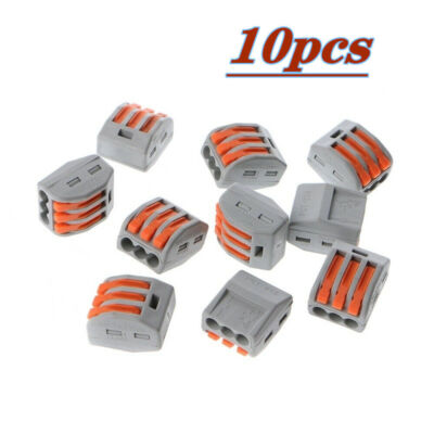 10PCS PCT-213 3 Way Reusable Spring Lever Terminal Block Cable Wire Connectors