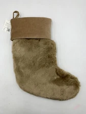 Pottery Barn Alpaca Faux Fur Medium Christmas Stocking Taupe 19.5" #8490