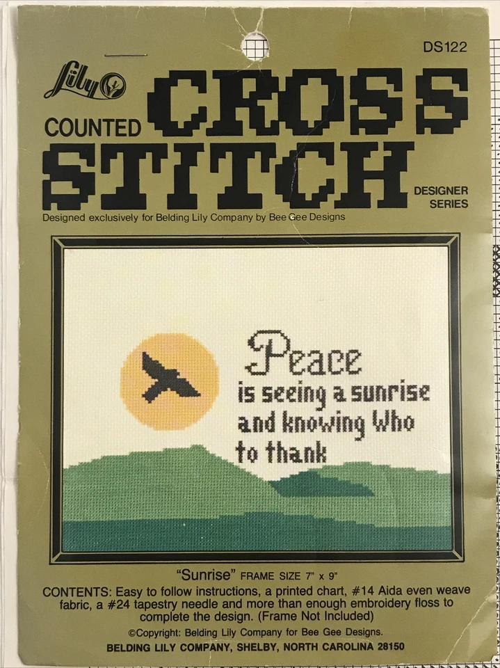 vtg Cross Stitch Pattern Peace Seeing Sunrise Knowing Who To Thank Christian - Image 2 of 4
