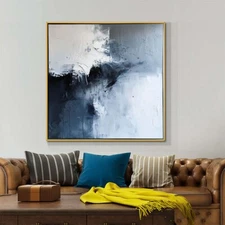 Hand-painted abstract oil Painting on canvas Blue flower Home Decor Room 31in