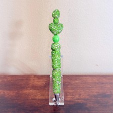 Green Rhinestone Bling Beaded Pen - Glam Stationery