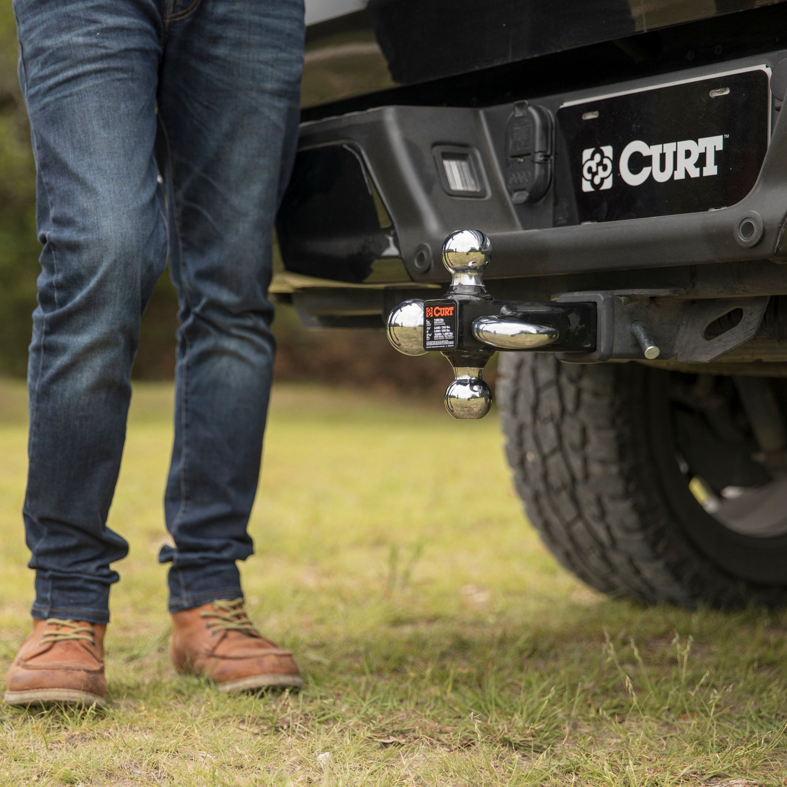 CURT Trailer Hitch 2in Receiver, Multi-Ball Mount w/ Hook & Hitch Lock Kit 13566